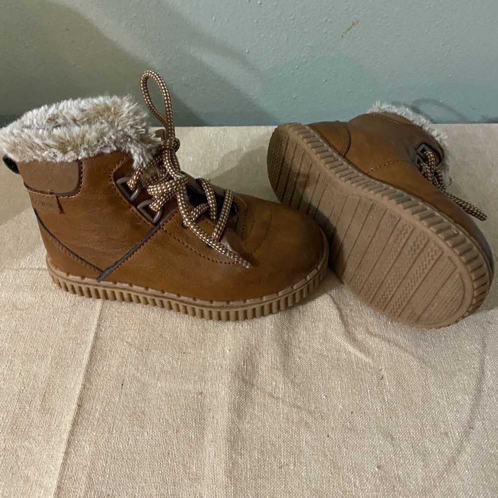 Brown leather boots